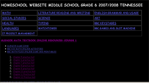 Tennessee homeschool grade six index of text links and tcap prep